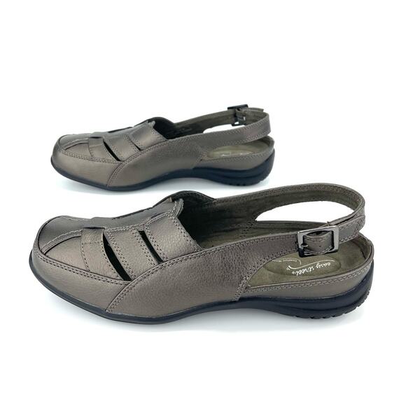 Easy Street Comfort Wave Fisherman Sandal Size 8WW Gray Faux Leather Adjustable - Picture 2 of 16